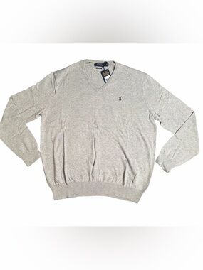 Polo by Ralph Lauren Heather Gray V-Neck Sweater